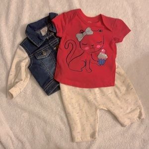 Baby Girl jean jacket with sweatpants and tee